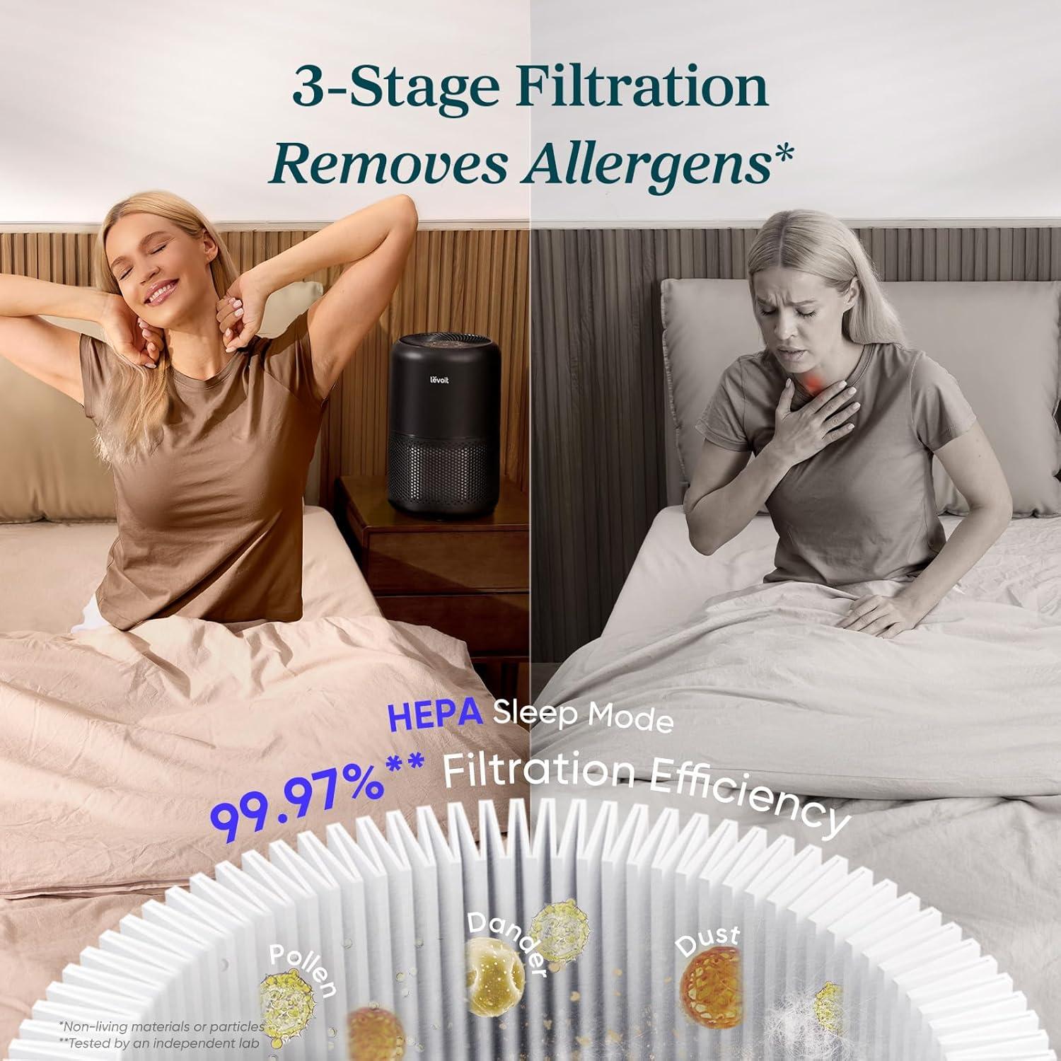 Black HEPA Ionic Odor Absorbing Air Purifier