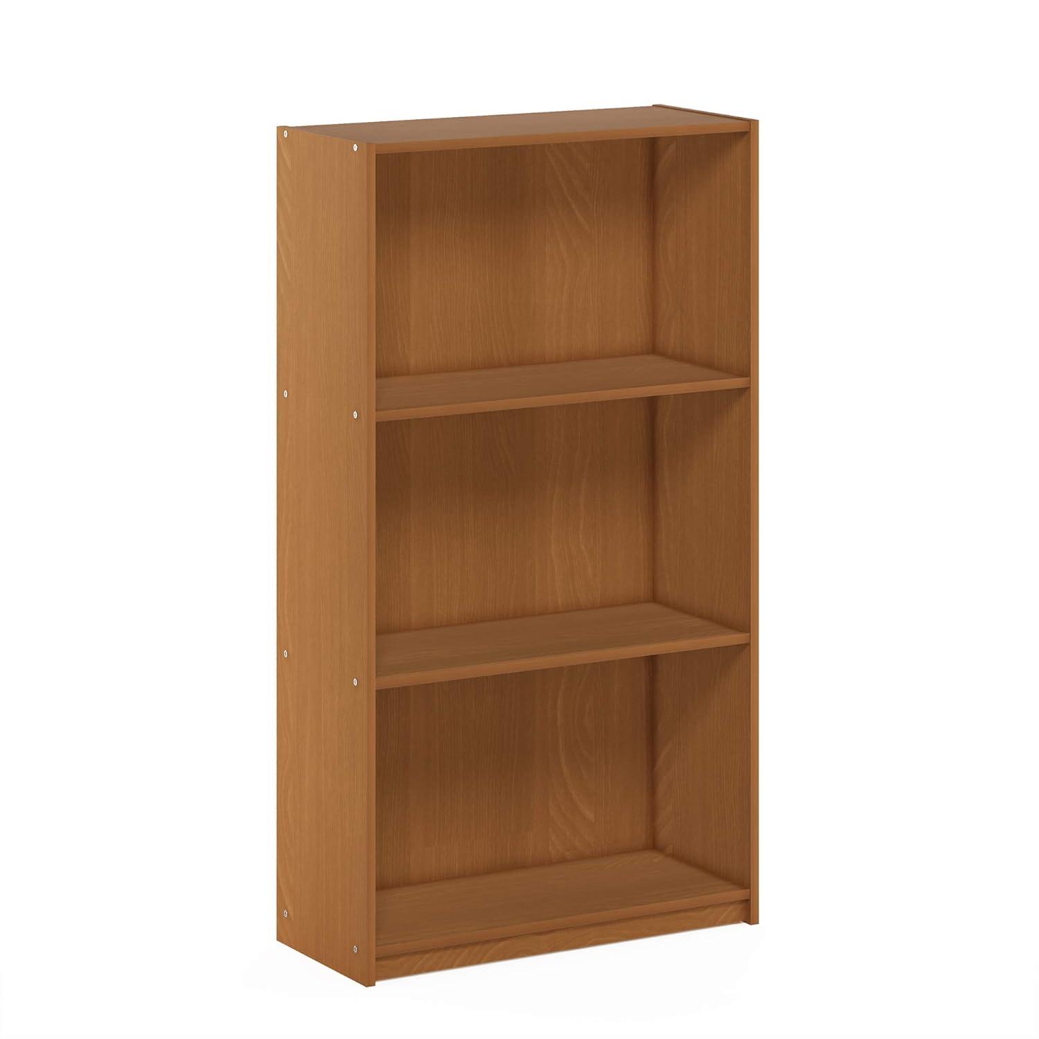 Furinno Basic Engineered Wood 3-Tier Bookcase Storage Shelves in Light Cherry