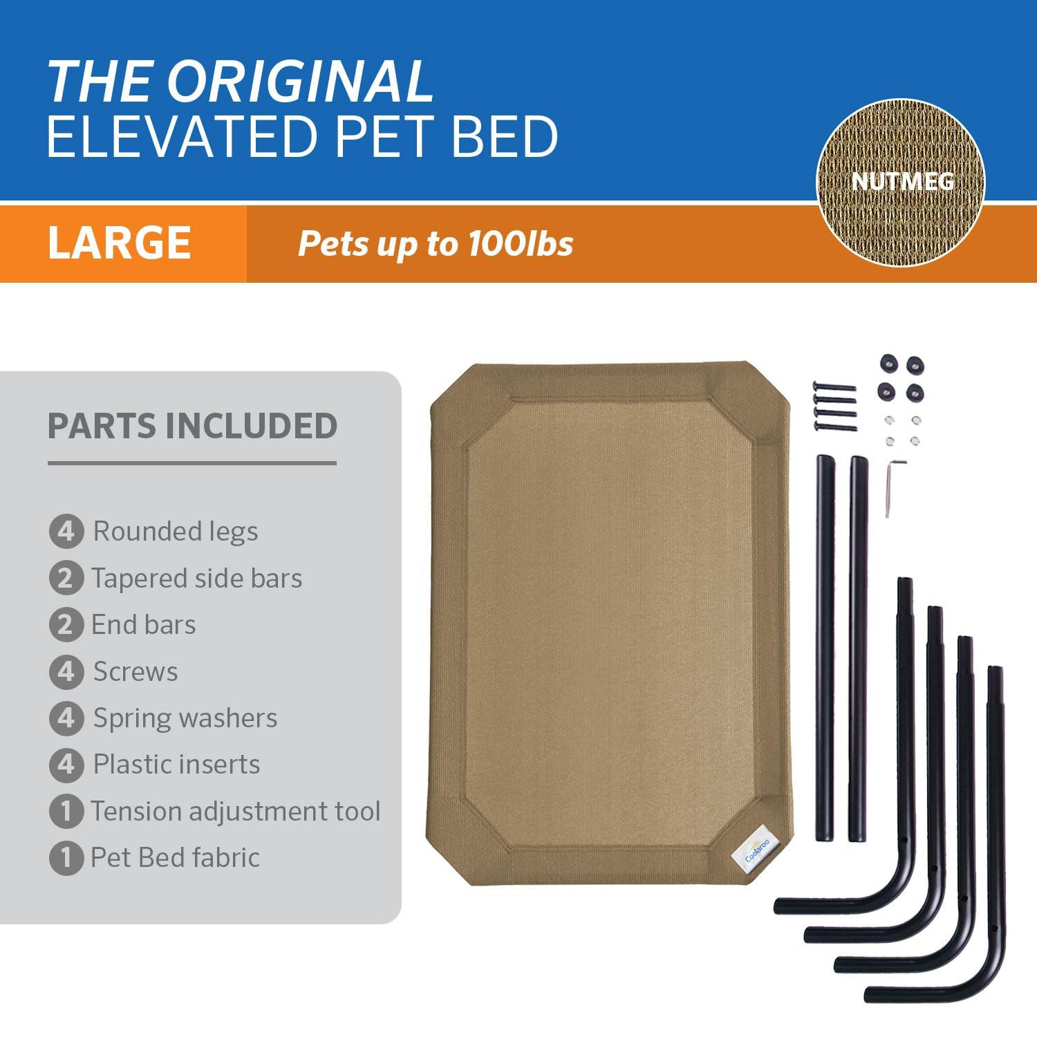 The Original Coolaroo Elevated Pet Dog Bed for Indoors & Outdoors, Large, Nutmeg