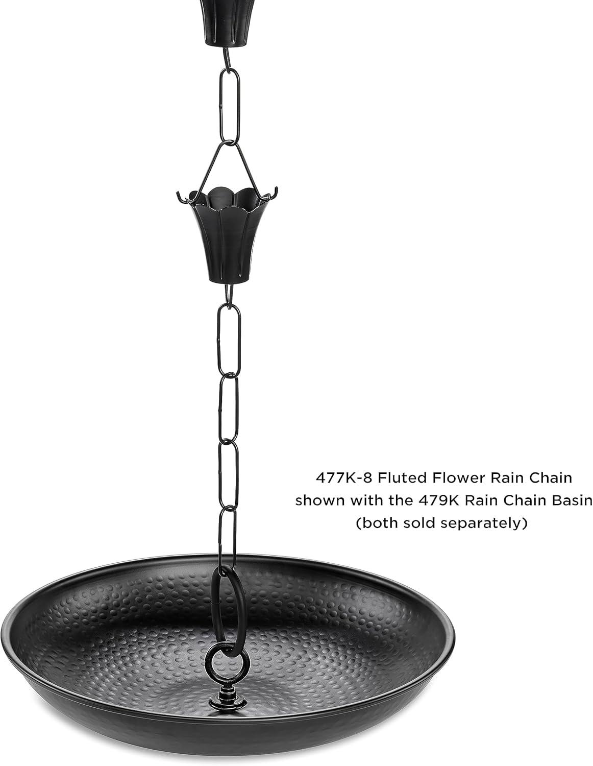 Fluted Flower Black Aluminum 8.5 ft Rain Chain