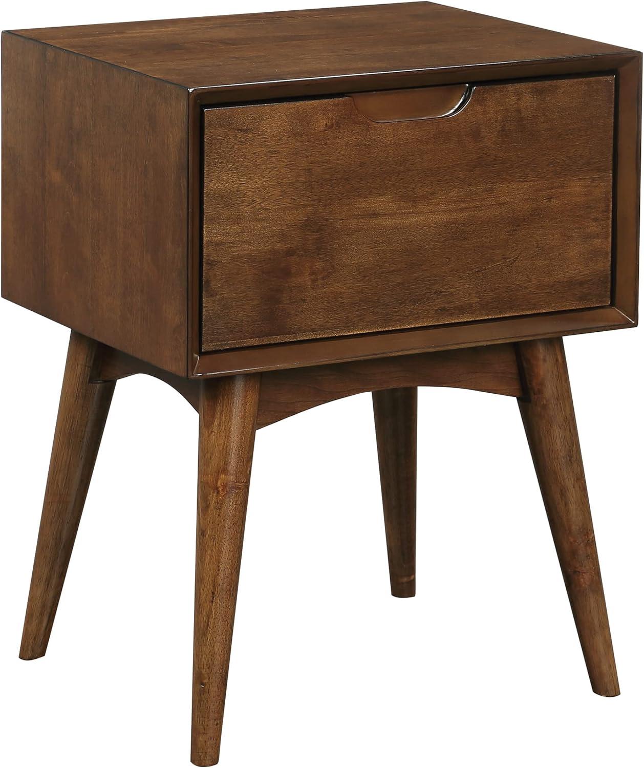 Copenhagen Wood Accent Table with Drawer in Walnut Finish