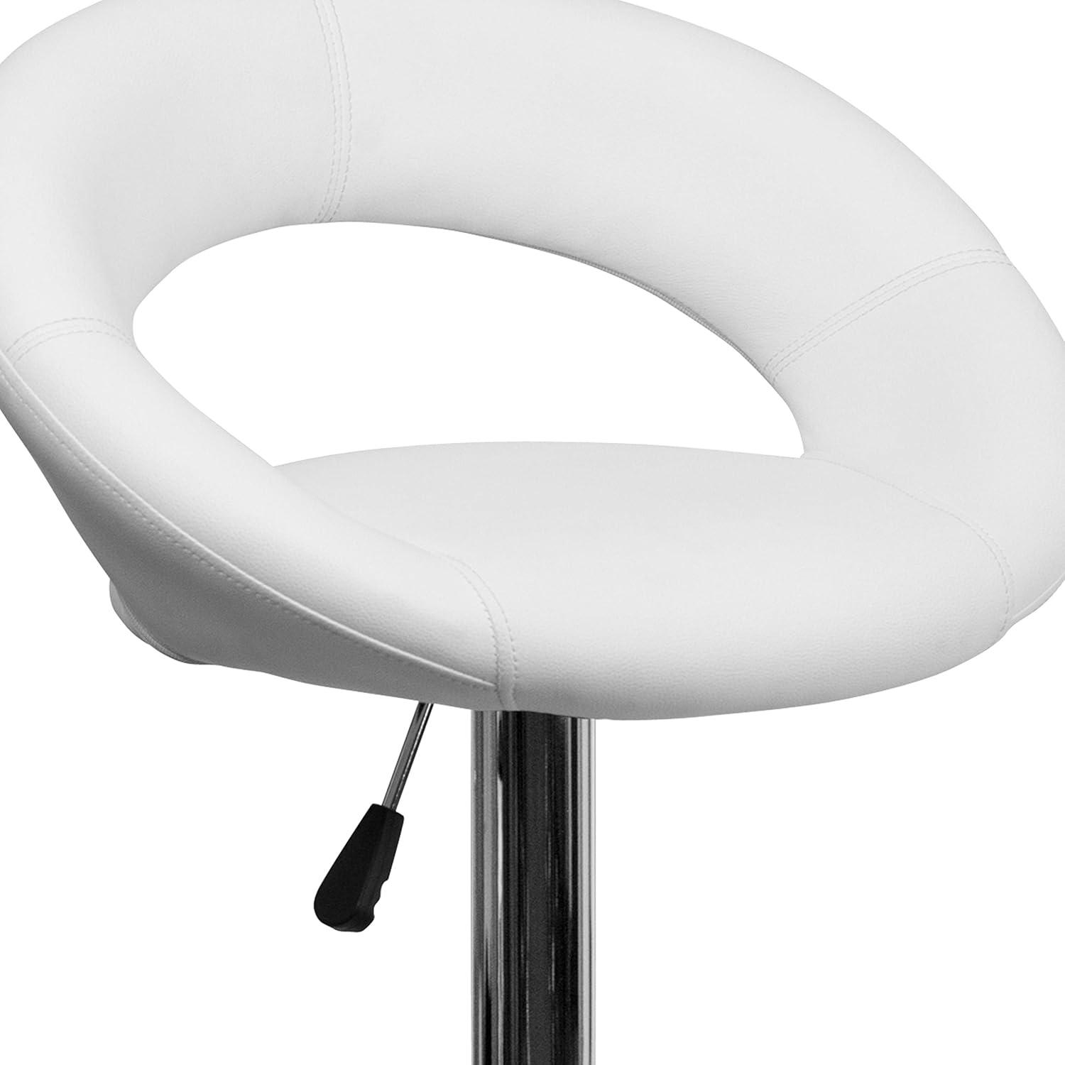 Flash Furniture Contemporary Vinyl Rounded Orbit-Style Back Adjustable Height Barstool with Chrome Base