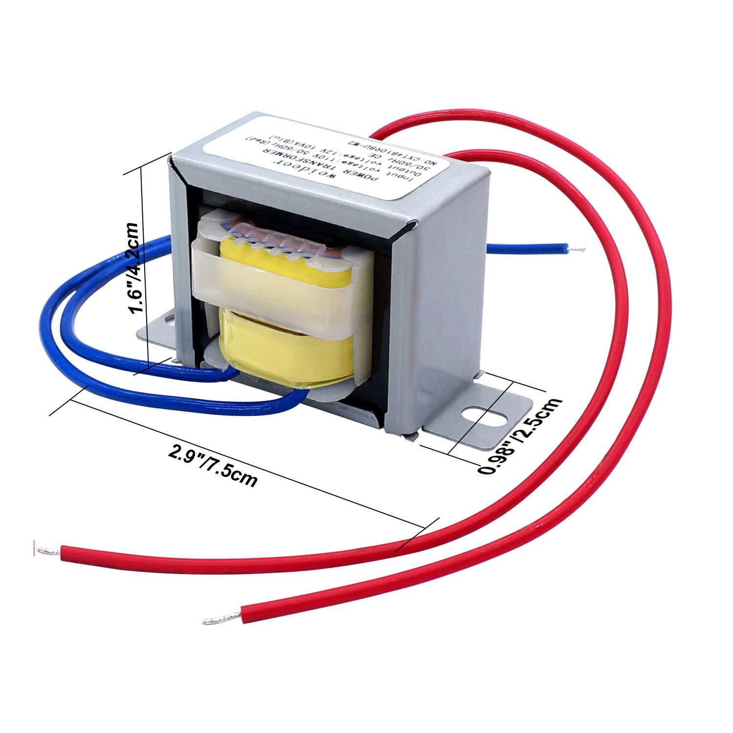 Weideer Input AC 110V 50/60HZ Output AC 12V 10VA Transformer - Single Phase for Lighting & Audio Power Supplies - K-001