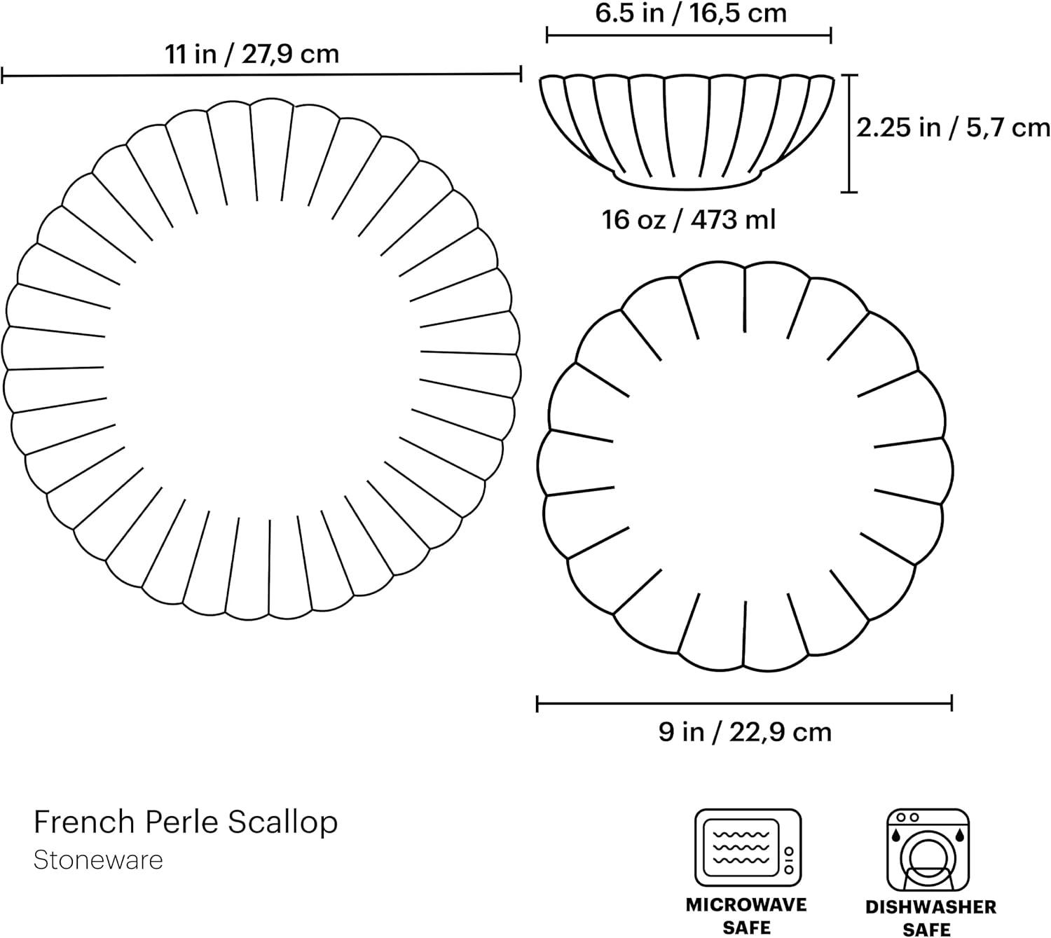 Lenox French Perle Scallop Ice Blue 12-Piece Dinnerware Sets.