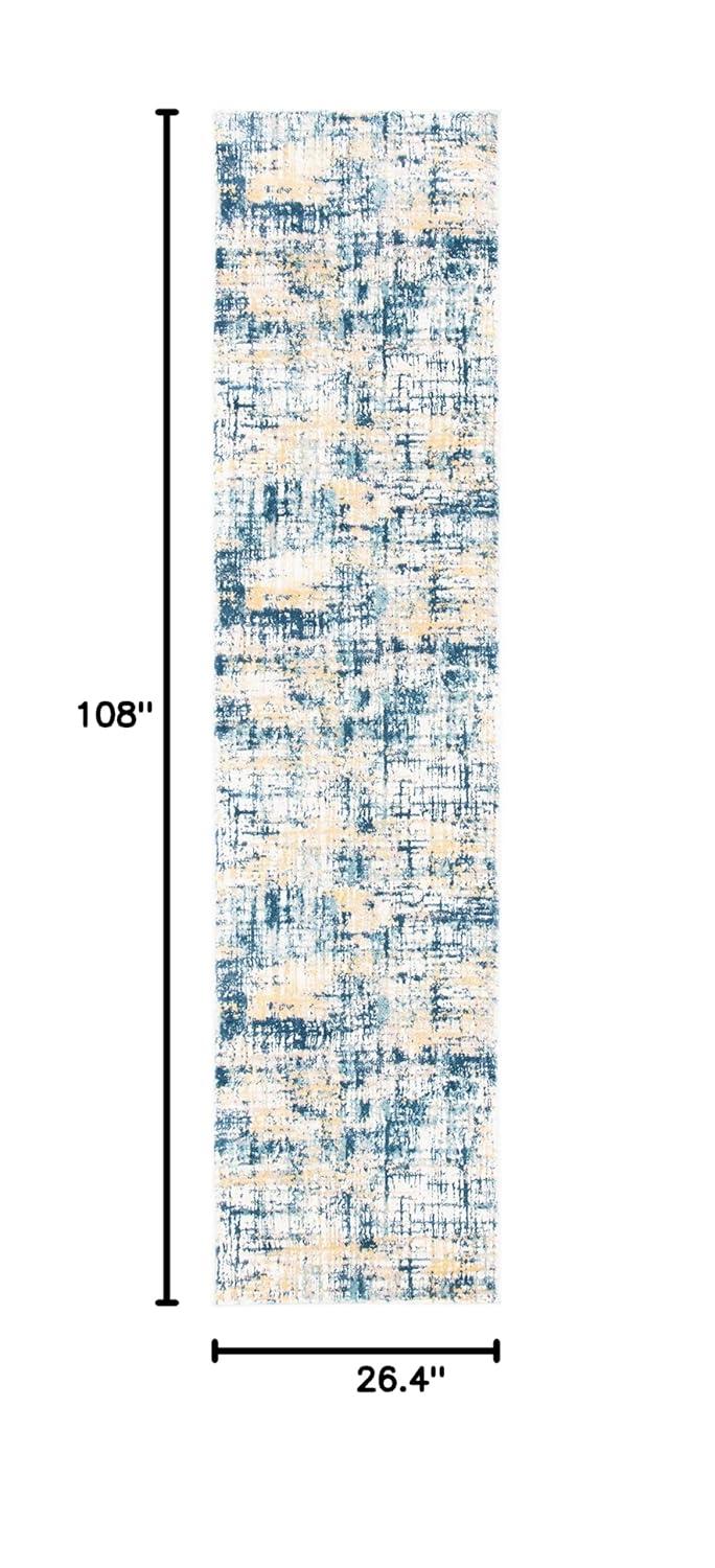 SAFAVIEH Skyler Mandy Distressed Runner Rug, Navy/Gold, 2'2" x 9'