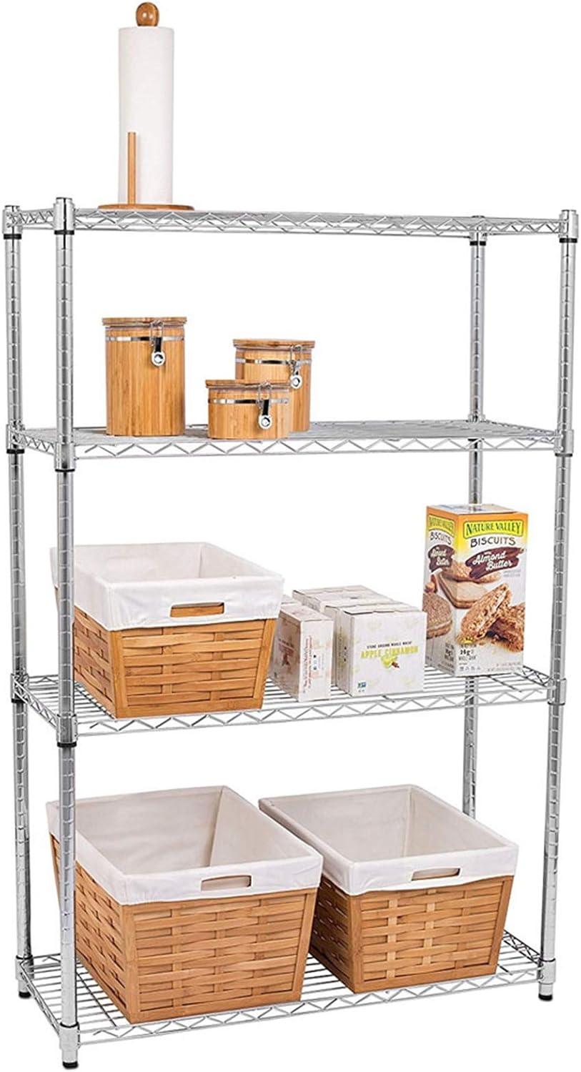 Honey Can Do 4-Tier Heavy-Duty Adjustable Shelving Unit With 250-Lb Weight Capacity, Chrome, Basement/Garage