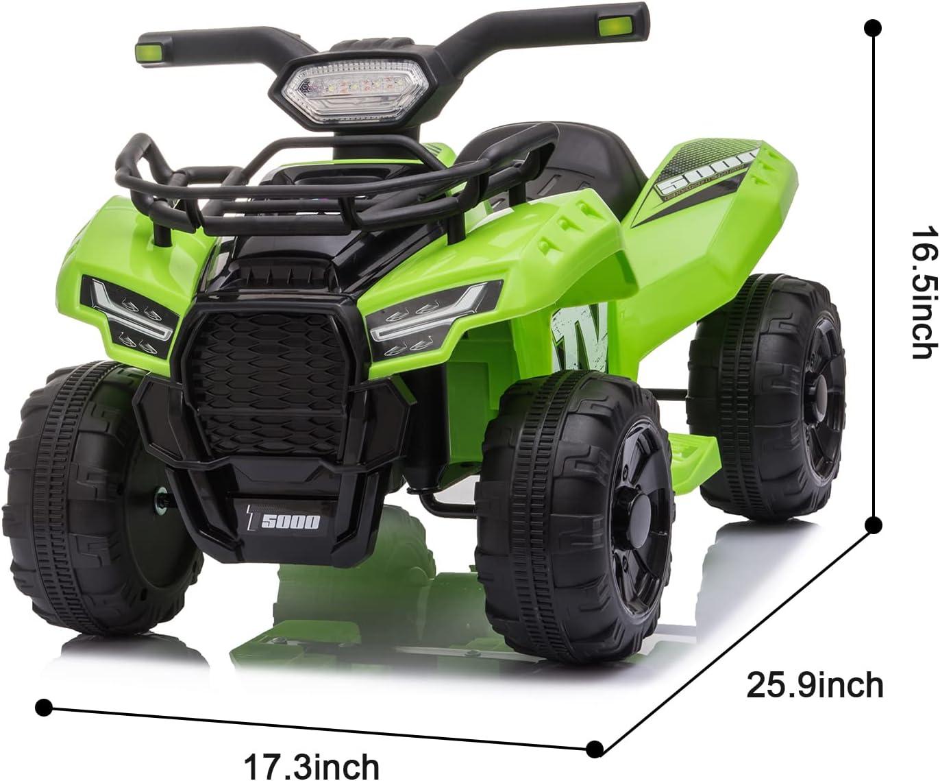 Canddidliike 6 V ATV Quad Powered Ride-On Toy with MP3 and LED Headlights