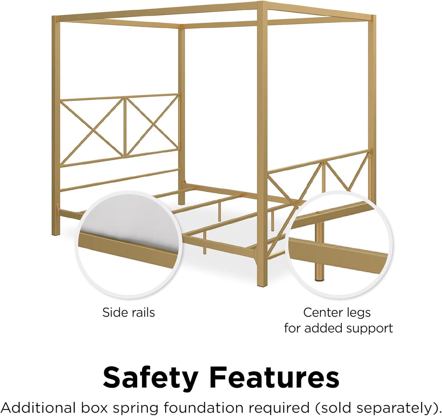 DHP Rosedale Metal Canopy Bed, Queen, Gold