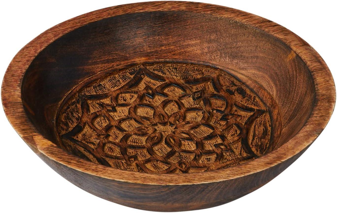 Handcrafted Burnt Finish Mango Wood Serving Bowl