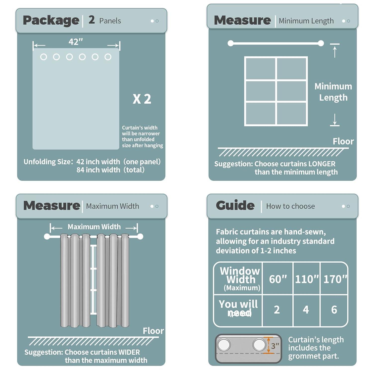 ChrisDowa Grommet Blackout Curtains for Bedroom and Living Room - 2 Panels Set Thermal Insulated Room Darkening Curtains (Dark Grey, 42 x 63 Inch)
