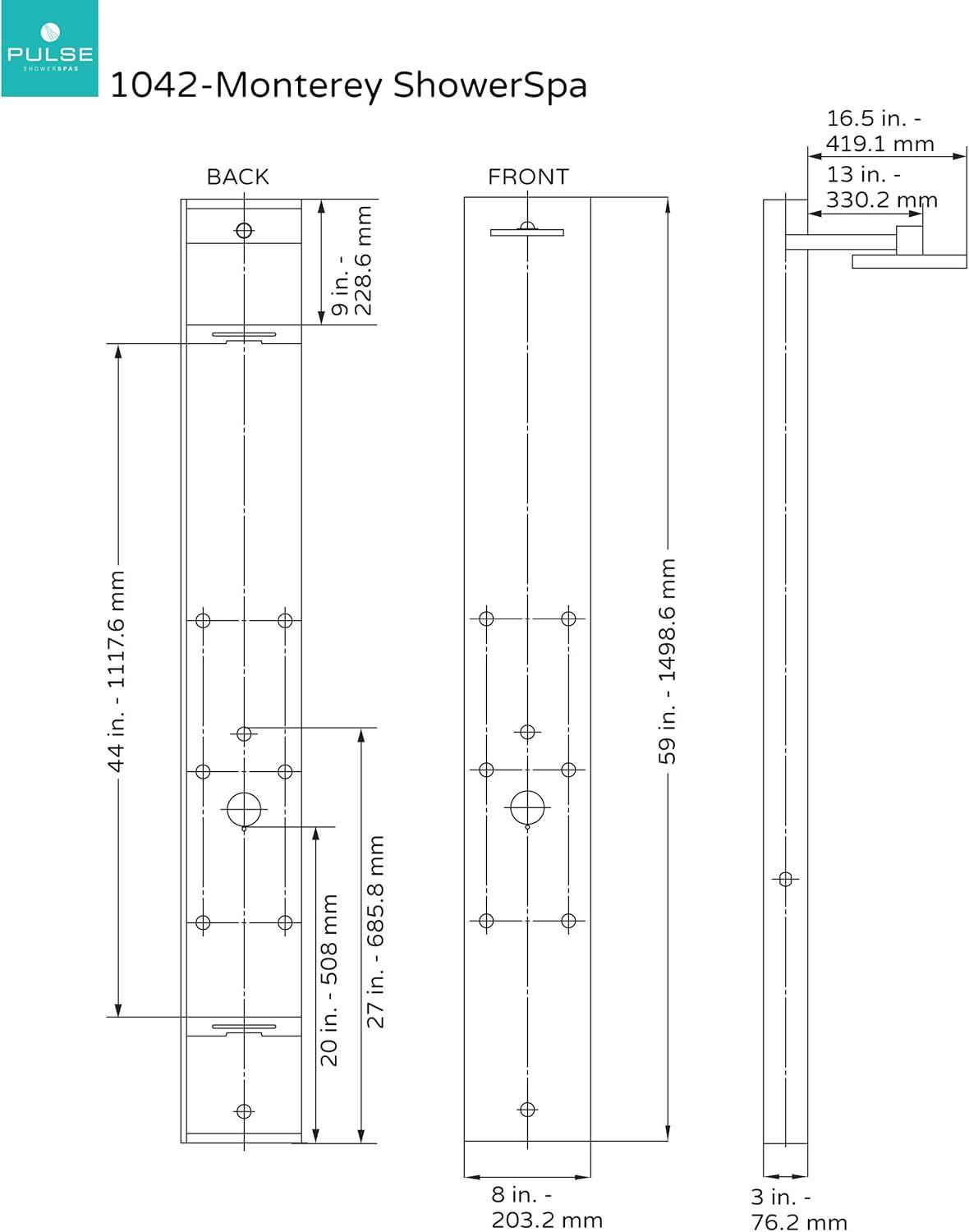 Monterey Oil-Rubbed Bronze Stainless Steel ShowerSpa Panel