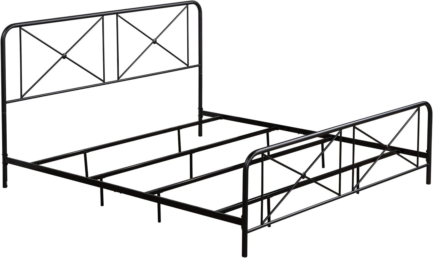 Hillsdale Furniture Williamsburg Geometric Design Metal King Bed, Black Sparkle