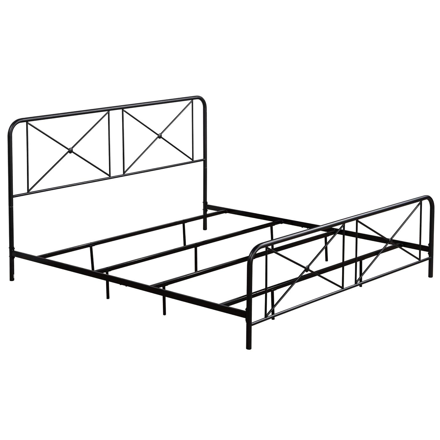 Hillsdale Furniture Williamsburg Geometric Design Metal King Bed, Black Sparkle