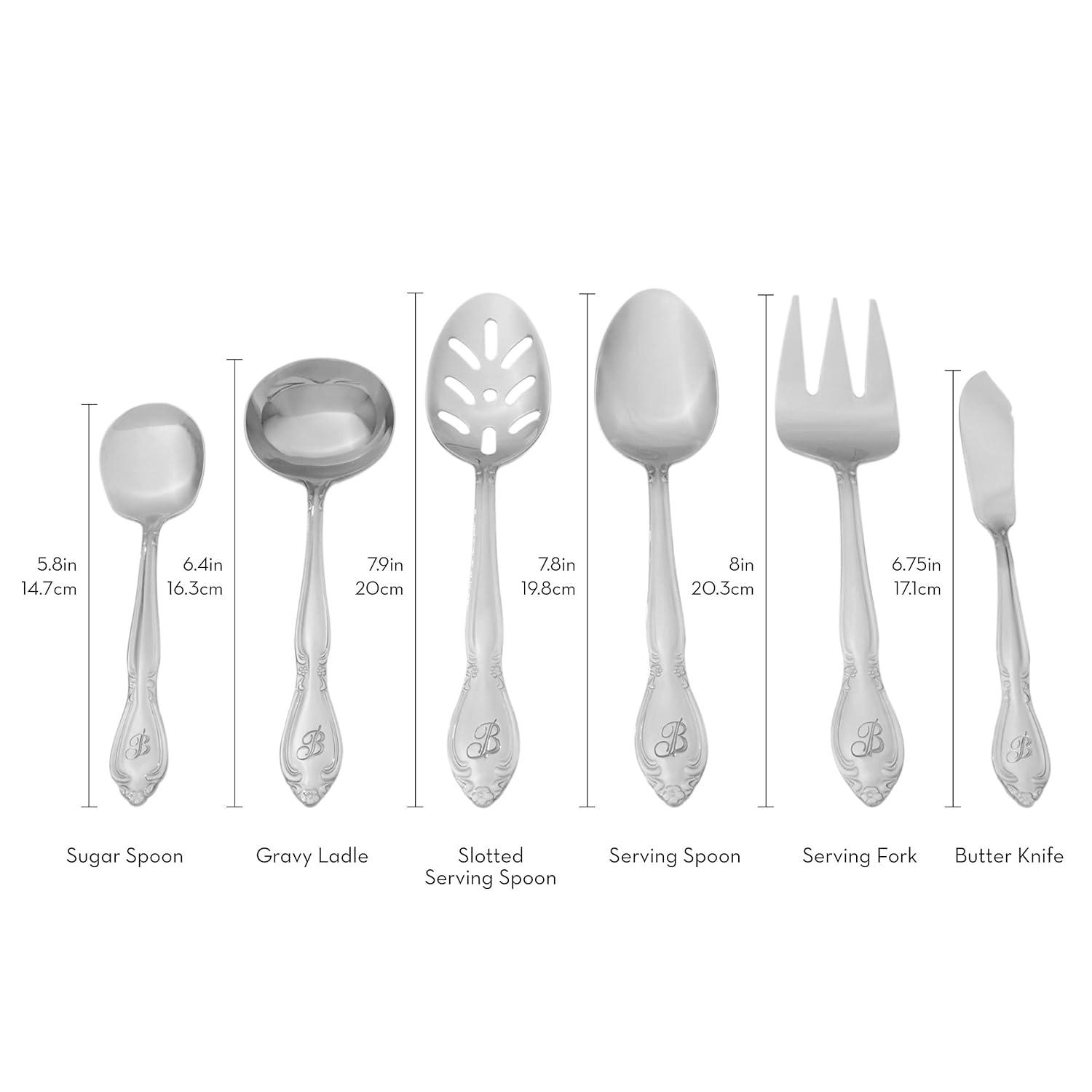 RiverRidge Rose Letter U 46 -Pieces Polished Traditional Flatware