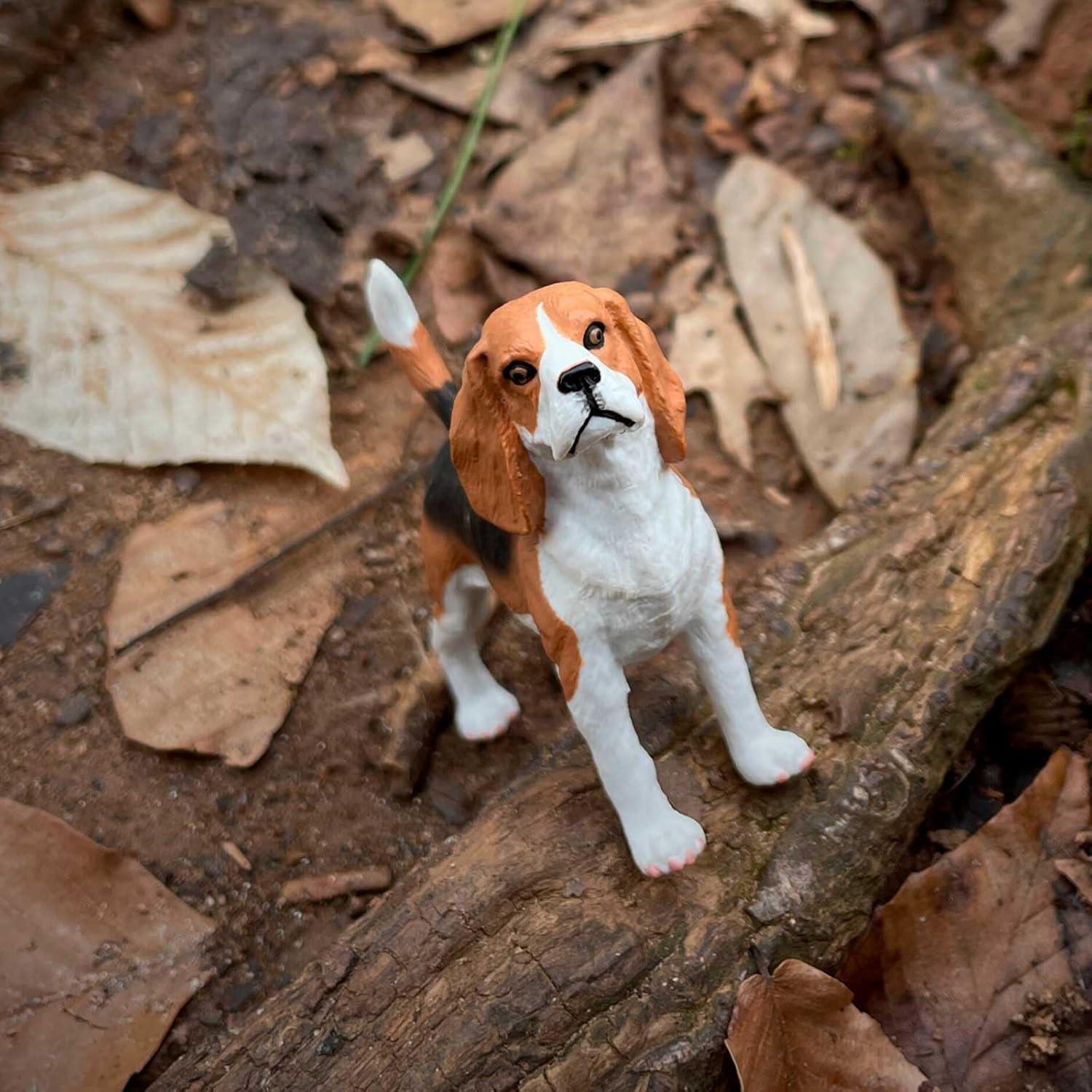 Hand-Painted Beagle Figurine 2.5" Plastic Toy