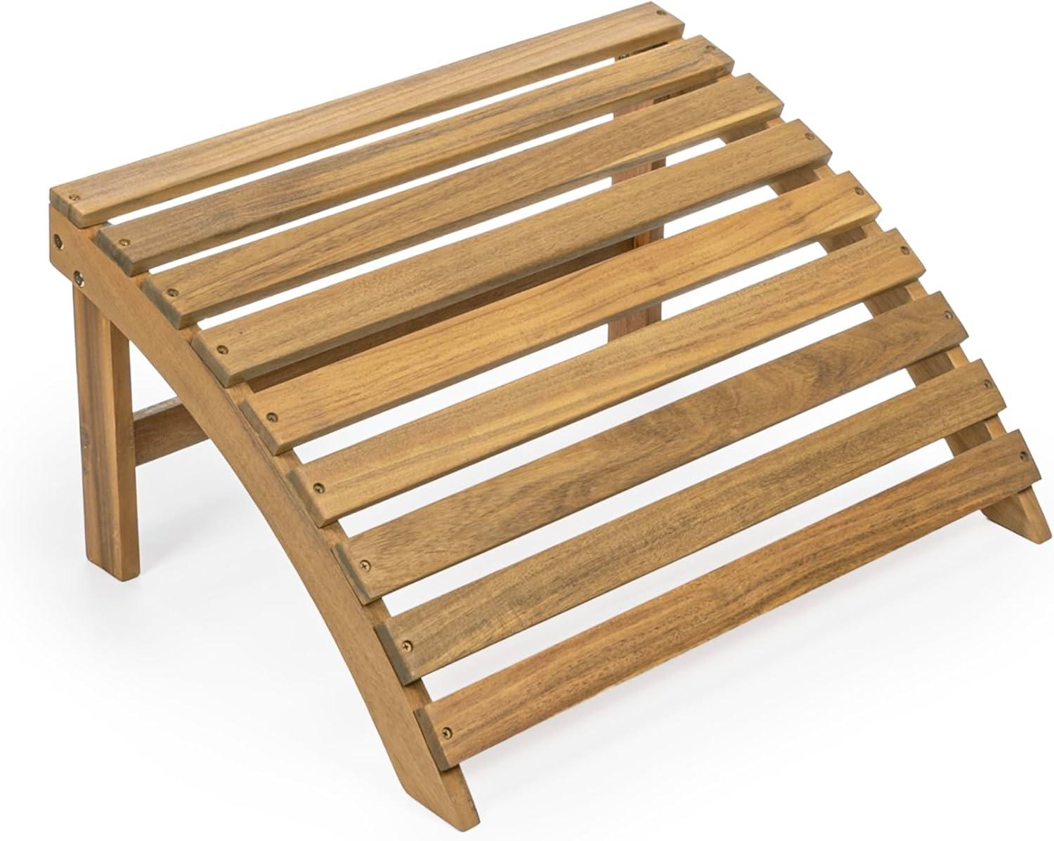 Saranac 2-Piece Traditional Rustic Acacia Wood Adirondack Chair with Detachable Ottoman, Teak Brown - JONATHAN Y