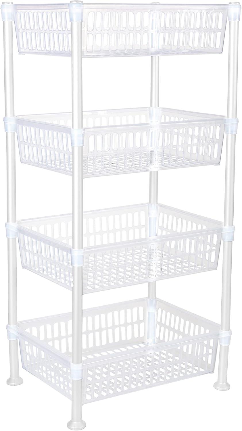 Kitchen Details Slim 4 Shelf Plastic Freestanding Shelves, White