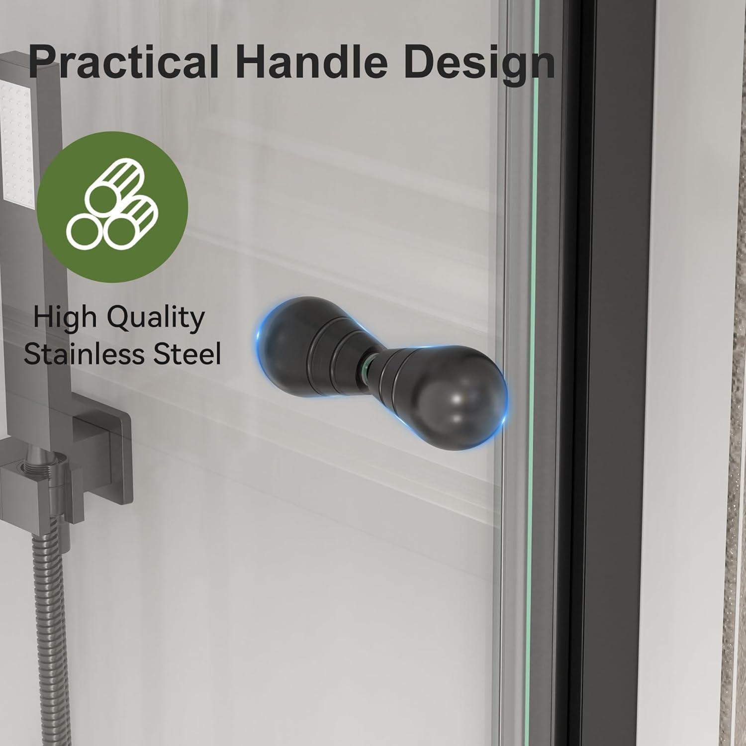 Bifold Shower Door, 31-32" W × 72" H Frameless Bathroom Glass Folding Shower Doors, Reversible Installation, 1/4" (6mm) Clear Tempered Glass Door for Walk-in Shower, Matte Black