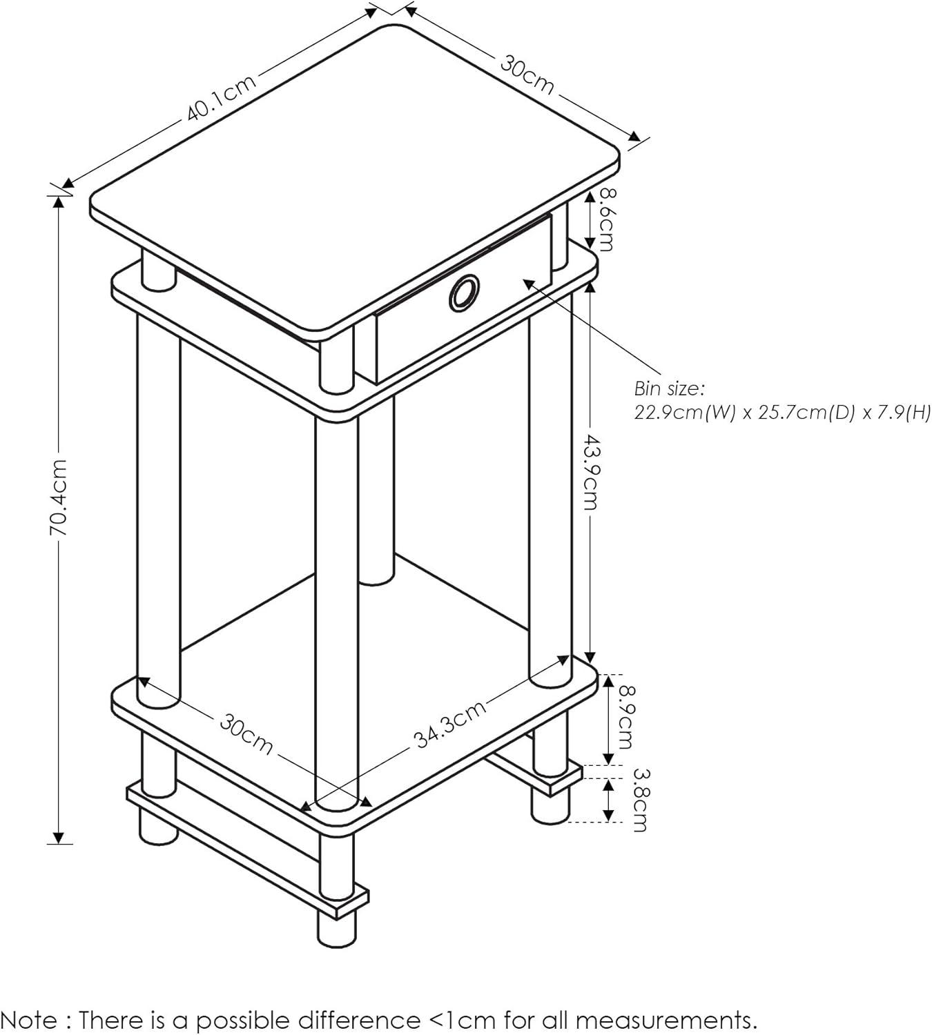 French Oak Grey Rectangular Tall End Table with Storage Bin