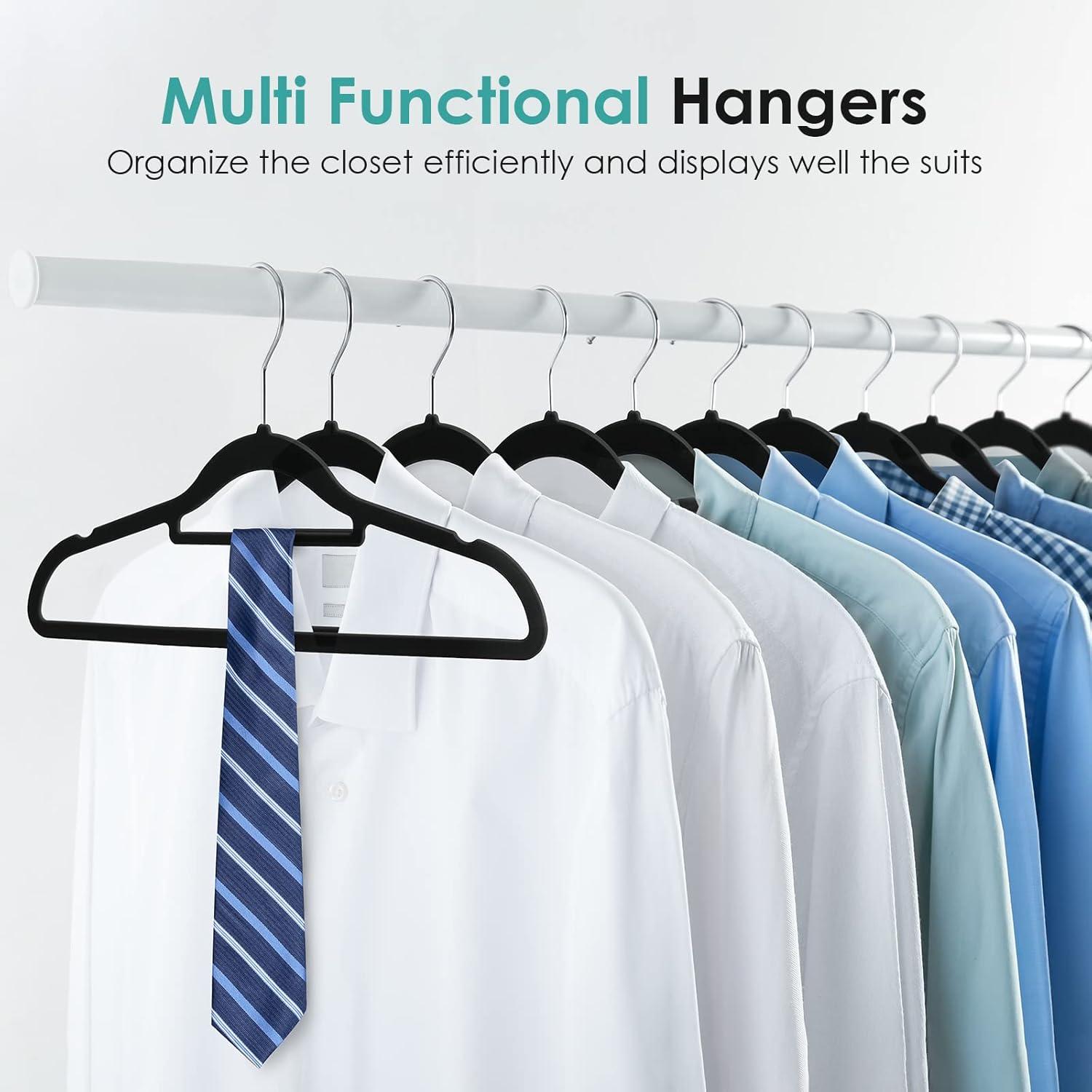 Simplify Slim Velvet Clothes Hangers | 50 Pack | Non-Slip | Shirts | Suit | Pants | Dresses | Garments | Closet Storage & Organization | Durable | Black