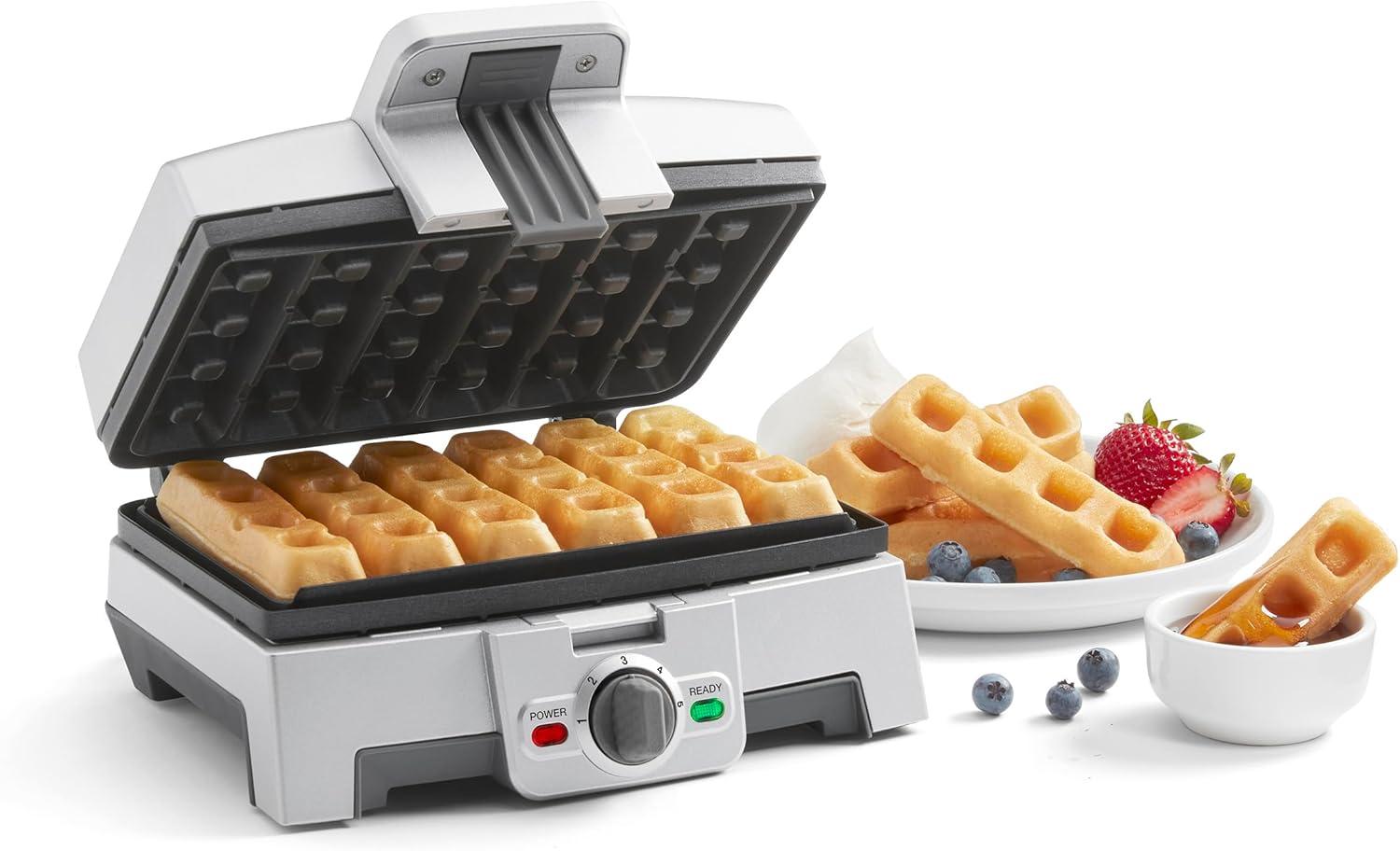 Cuisinart Non-Stick Waffle Stick Maker Stainless Steel Finish WAF-ST6: Adjustable Browning, 6 Cavities, 800W, Recipes Included