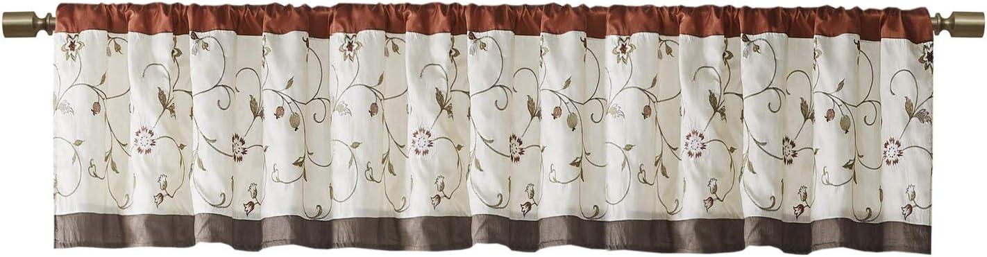 Serene Floral Embroidered 50'' W Window Valance