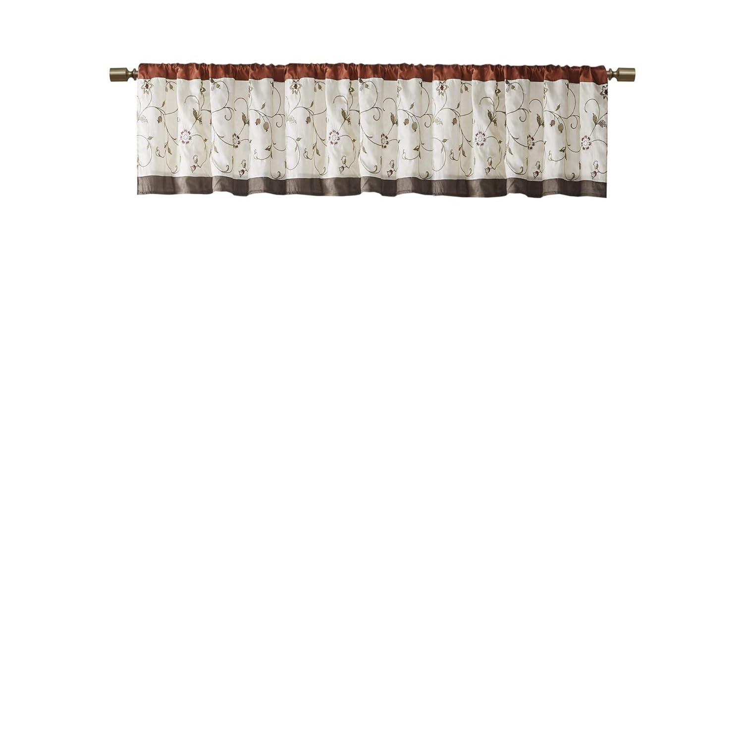 Madison Park Serene Floral Embroidered 50'' W Window Valance