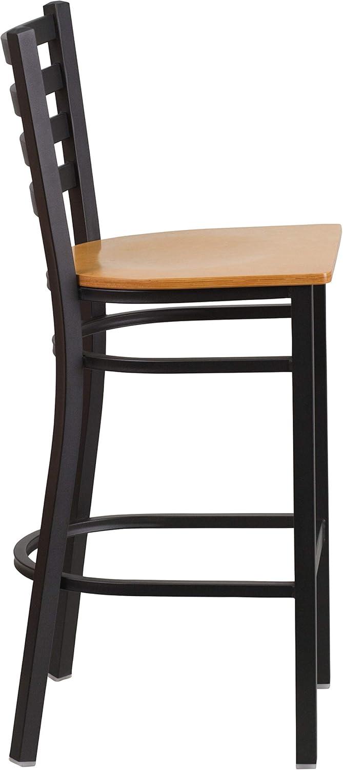 Flash Furniture Black Ladder Back Metal Restaurant Barstool