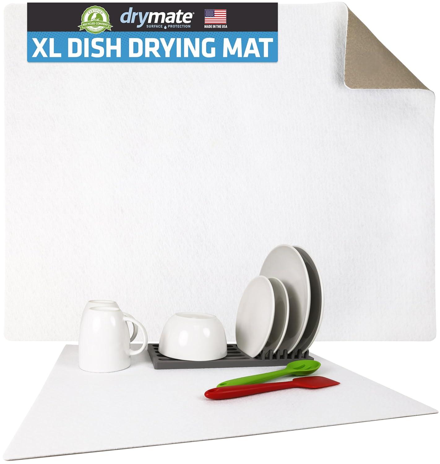 Drymate Low-Profile Dish Drying Mat, Drip Pad For Kitchen Counter - Thin/Absorbent/Waterproof/Easy To Clean