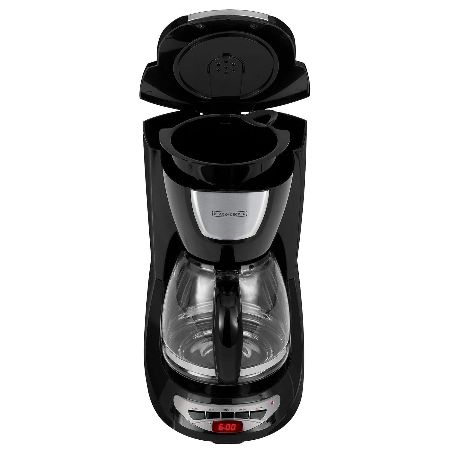 BLACK+DECKER DCM100B BLACK+DECKER 12-Cup Programmable Coffee Maker, DCM100B, Duralife Carafe, Easy-View Water Window, Removable Filter Basket