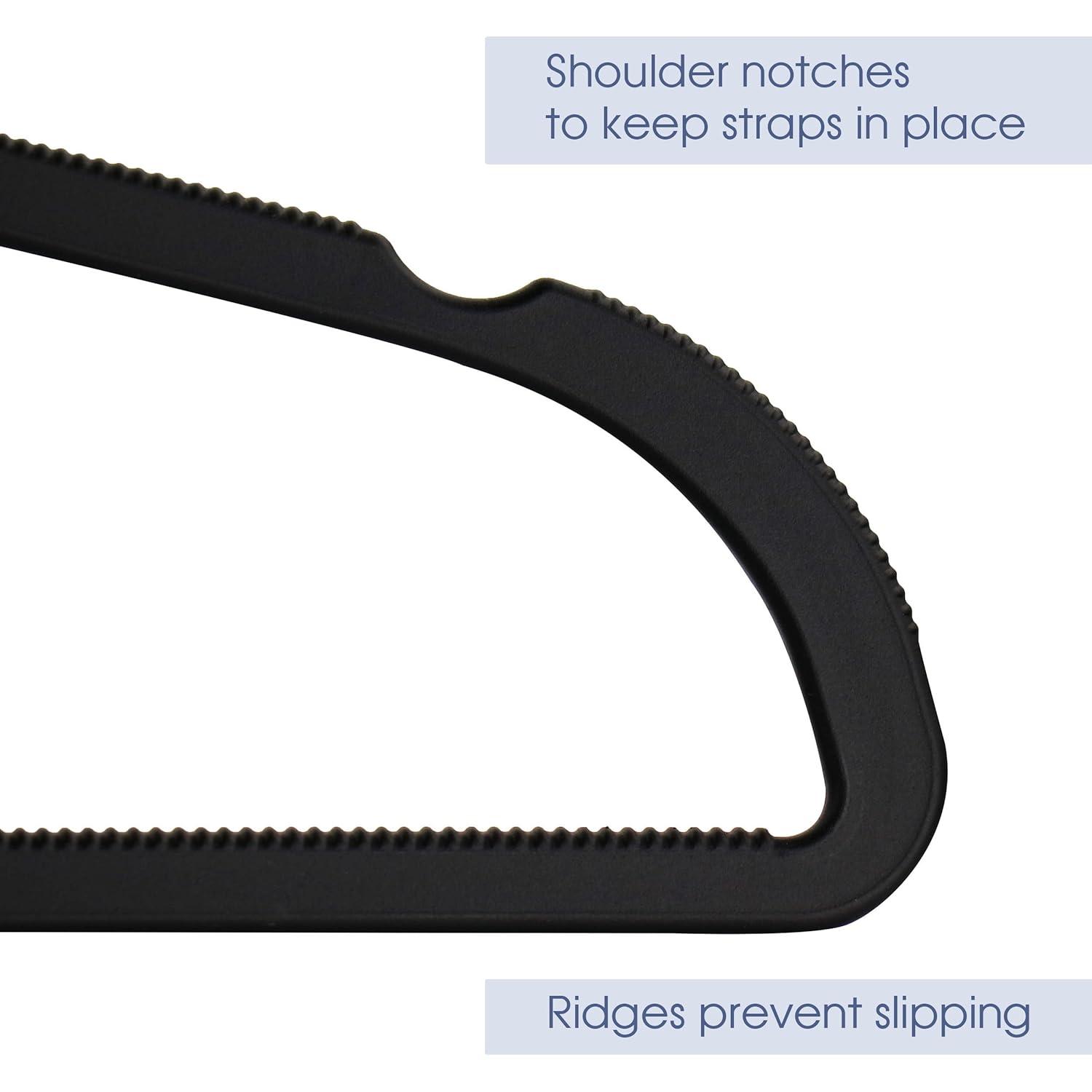 Elama Home 30 Piece Rubber Non Slip Hanger with Hanging Tab in Black