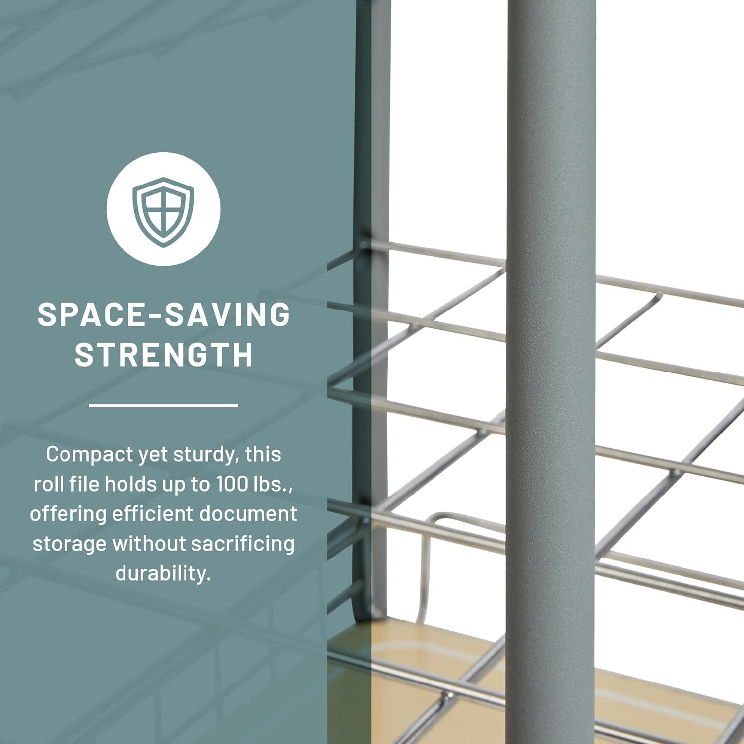 Gray Tubular Steel 20-Compartment Rolling Blueprint Organizer