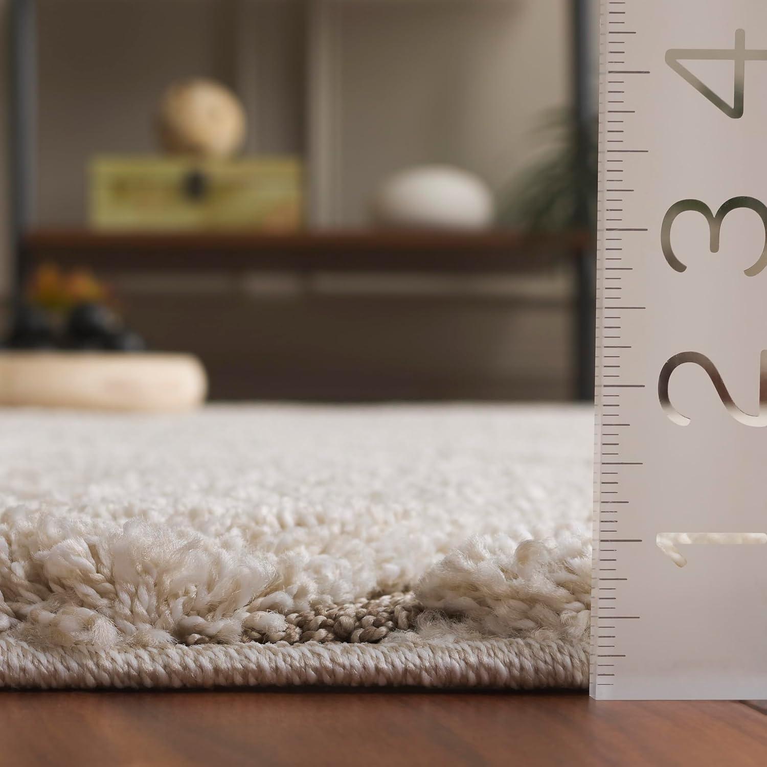 SAFAVIEH Florida Tamzen Abstract Shag Area Rug, Cream/Beige, 6'7" x 6'7" Square