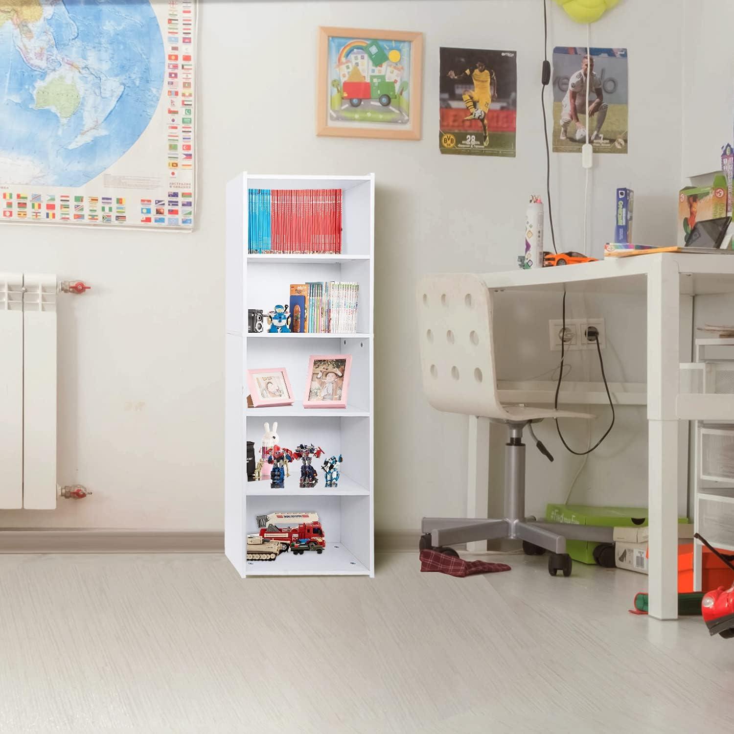 ZENY 5-Tiers Bookshelf Bookcase Multipurpose Collection Display Storage