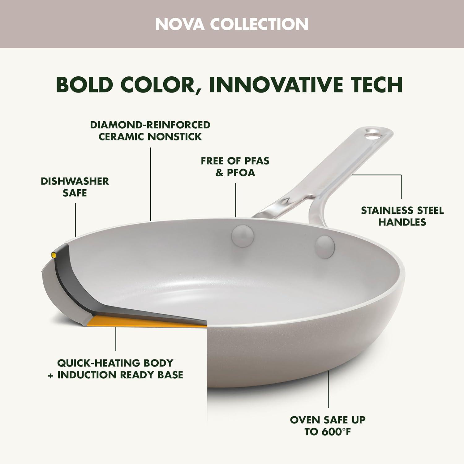 GreenPan Nova 3pc 10" Ceramic Nonstick Aluminum Fry Pan Set with Lid