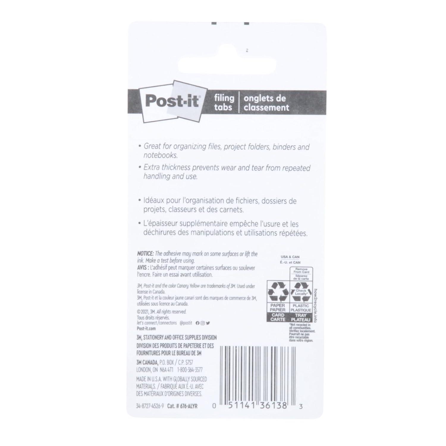 Post-it Tabs, .625", Aqua, Lime, Yellow, Red, 10/Color, 40/Dispenser