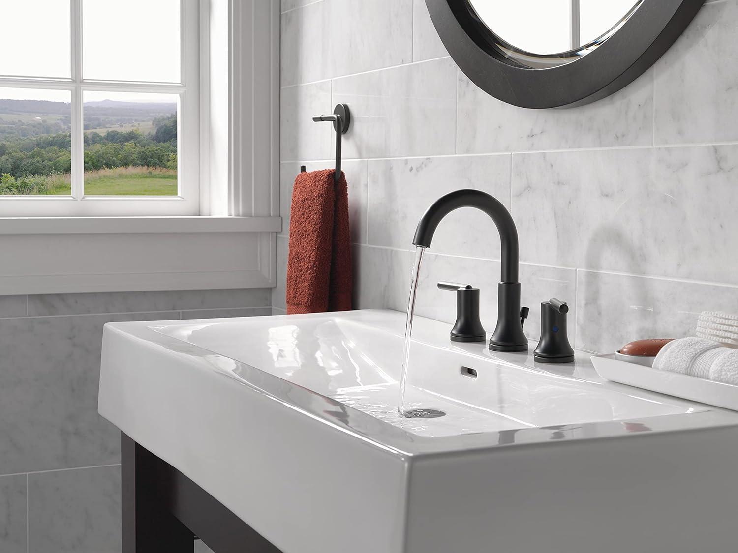 Modern Elegance 16" Widespread Dual-Handle Matte Black Bathroom Faucet