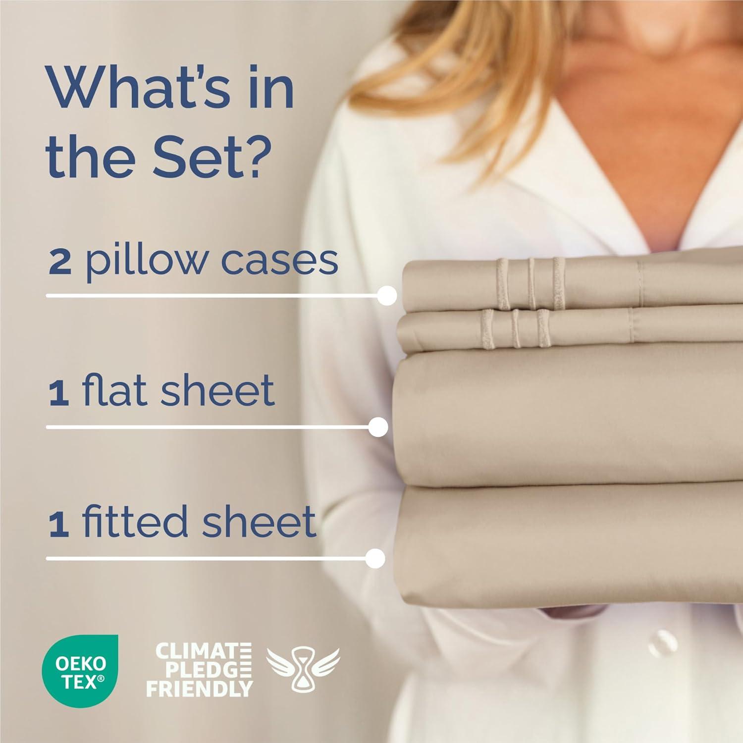 Solid 4 Piece Bed Sheet Set - Ultra Soft and Breathable Sheets - CGK Linens