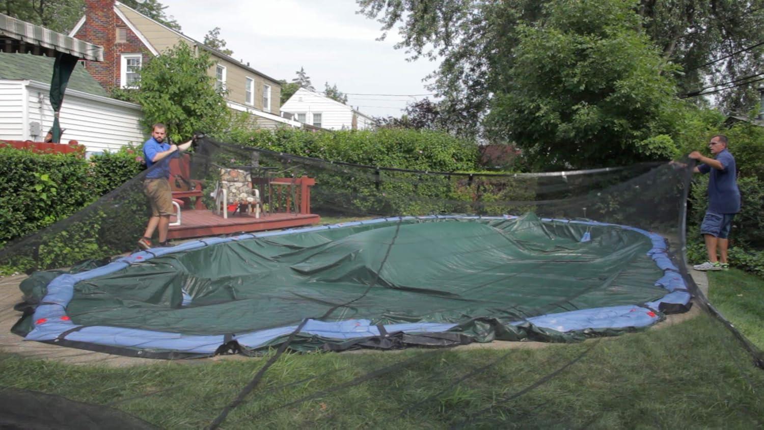 Black Rectangular Leaf Net Cover for Inground Pools, 18' x 36'