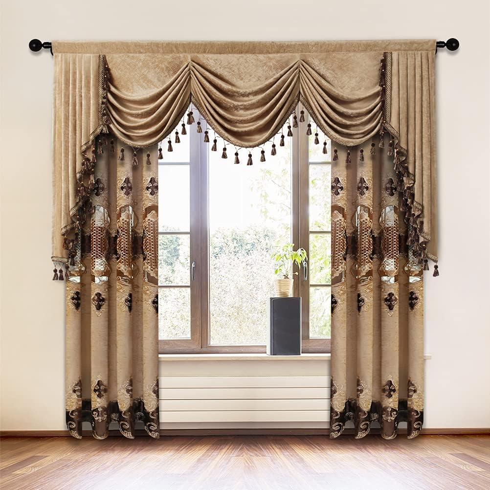 Gold Chenille Waterfall Valance with Rod Pocket