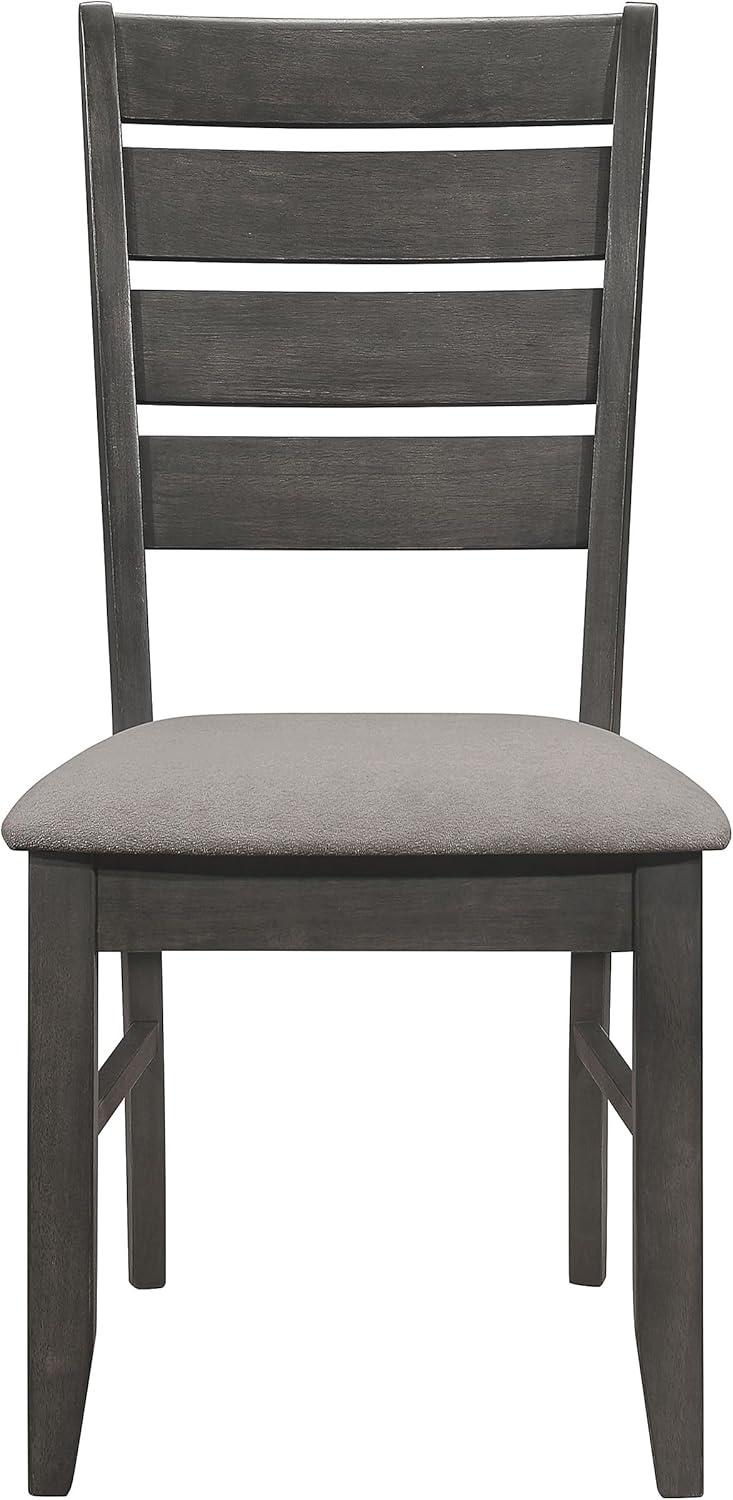 Dark Gray Upholstered Ladderback Wood Side Chair Set