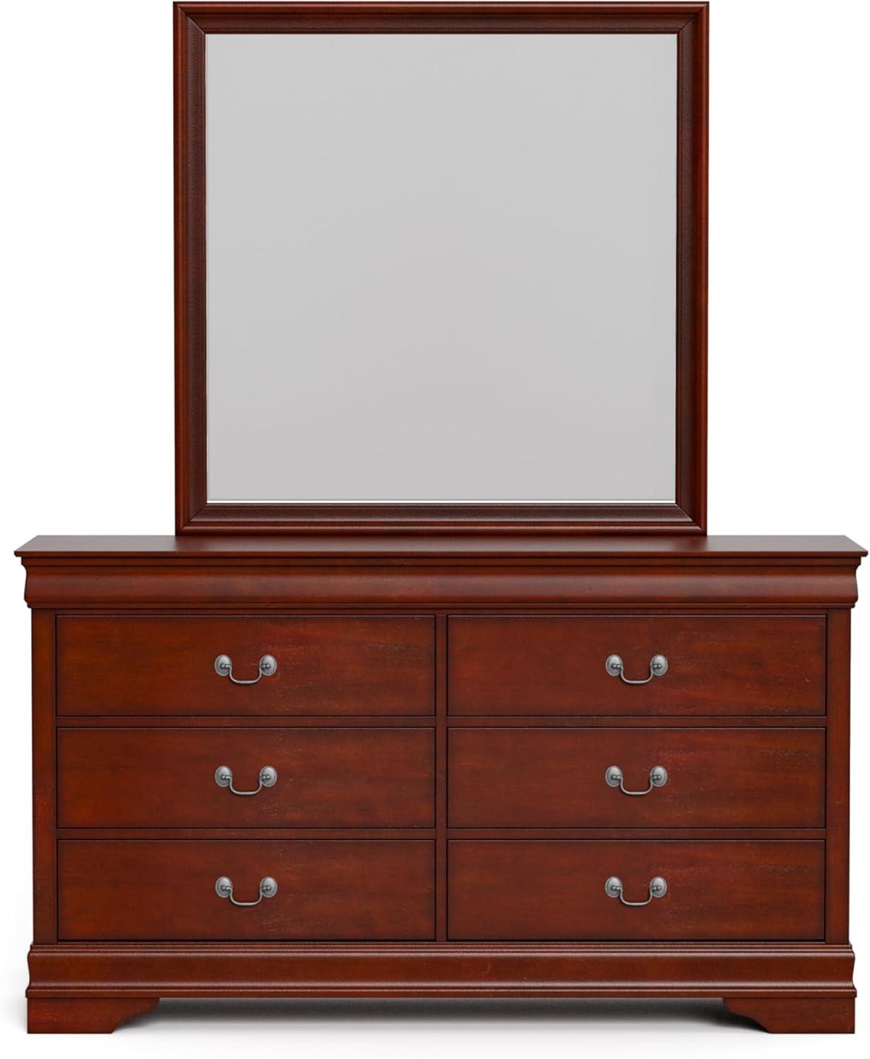 Furniture of America Toni Wood 6-Drawer Dresser with Mirror in Cherry