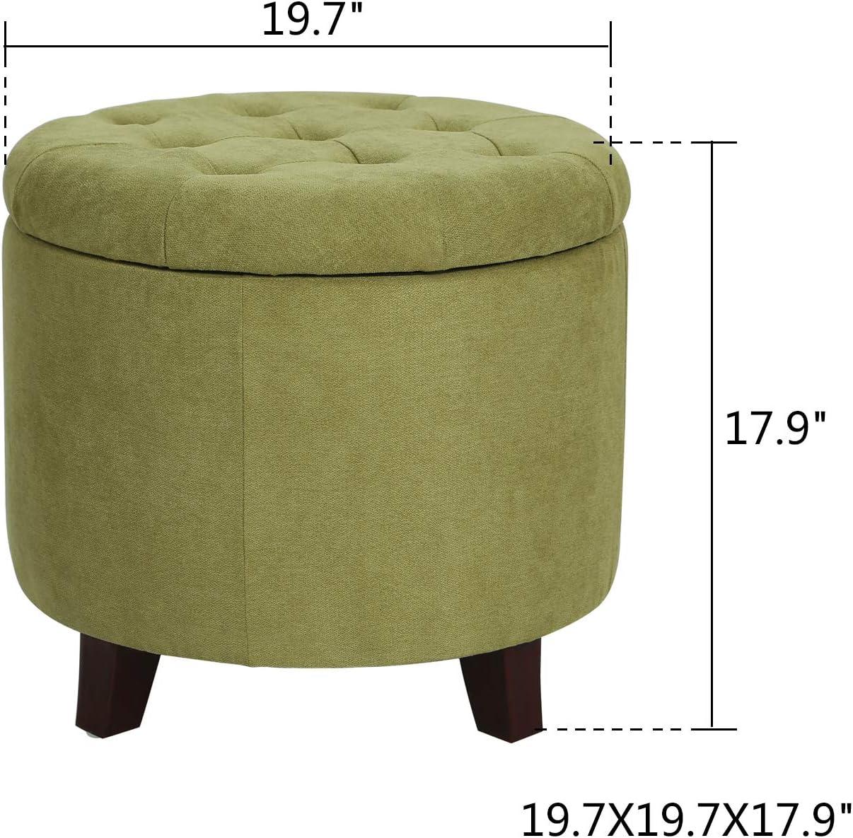 Homebeez Upholstered Tufted Storage Ottoman Footstool, 17"H Round Foot Rest Storage Ottoman for Living Room & Bedroom