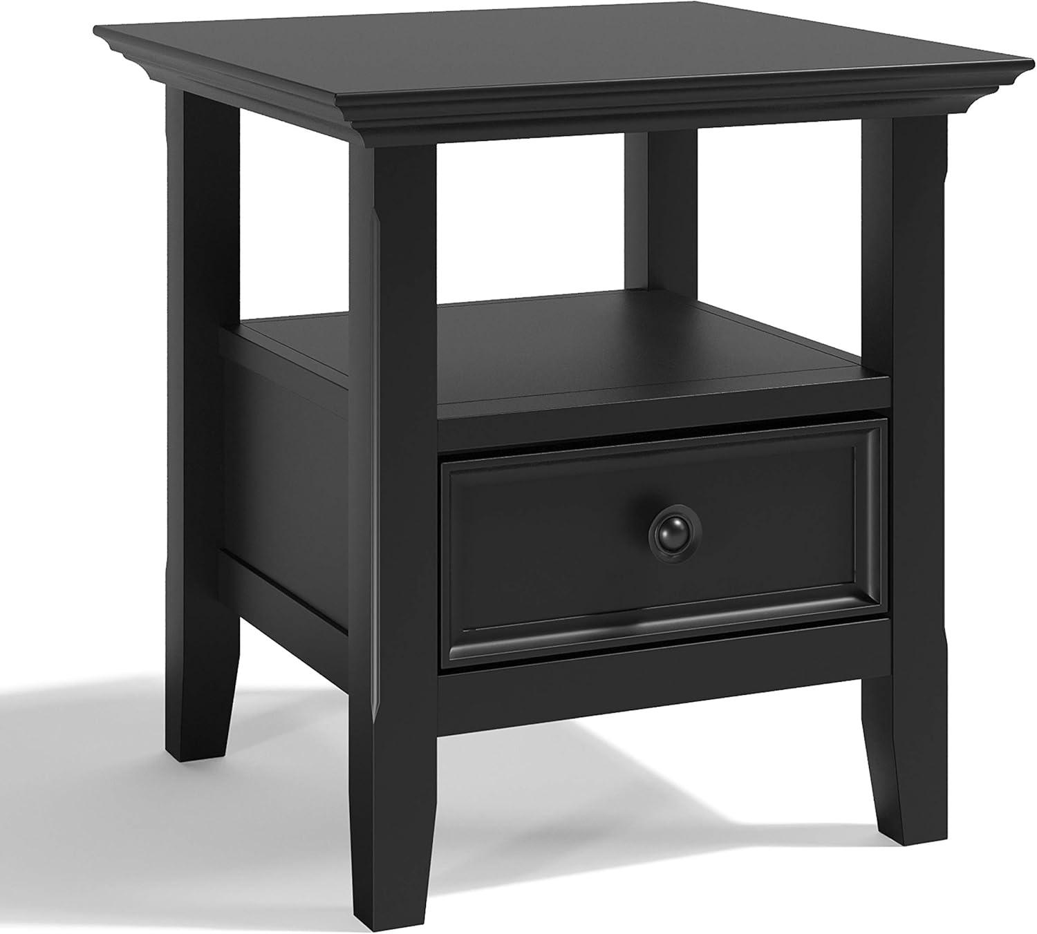 Amherst 19" Square Black Solid Wood End Table with Storage