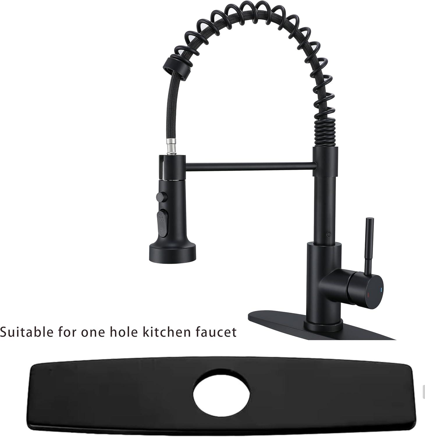 Innovire Faucet Plate, Kitchen Sink Cover Stainless Steel Plate Matte Black for 1 or 3 Hole Bathroom or Kitchen Sink Faucet 10 Inch Escutcheon Hole Covers Black