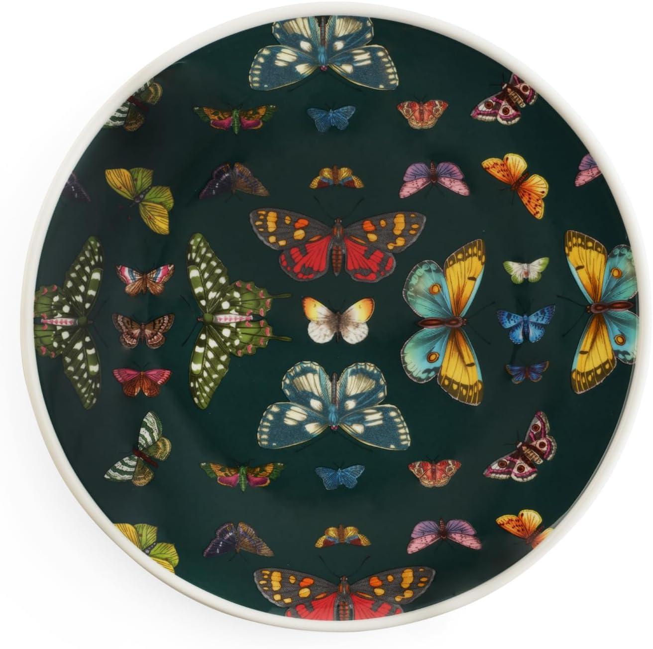 Green Porcelain Butterfly Accent 8.5" Coupe Plate