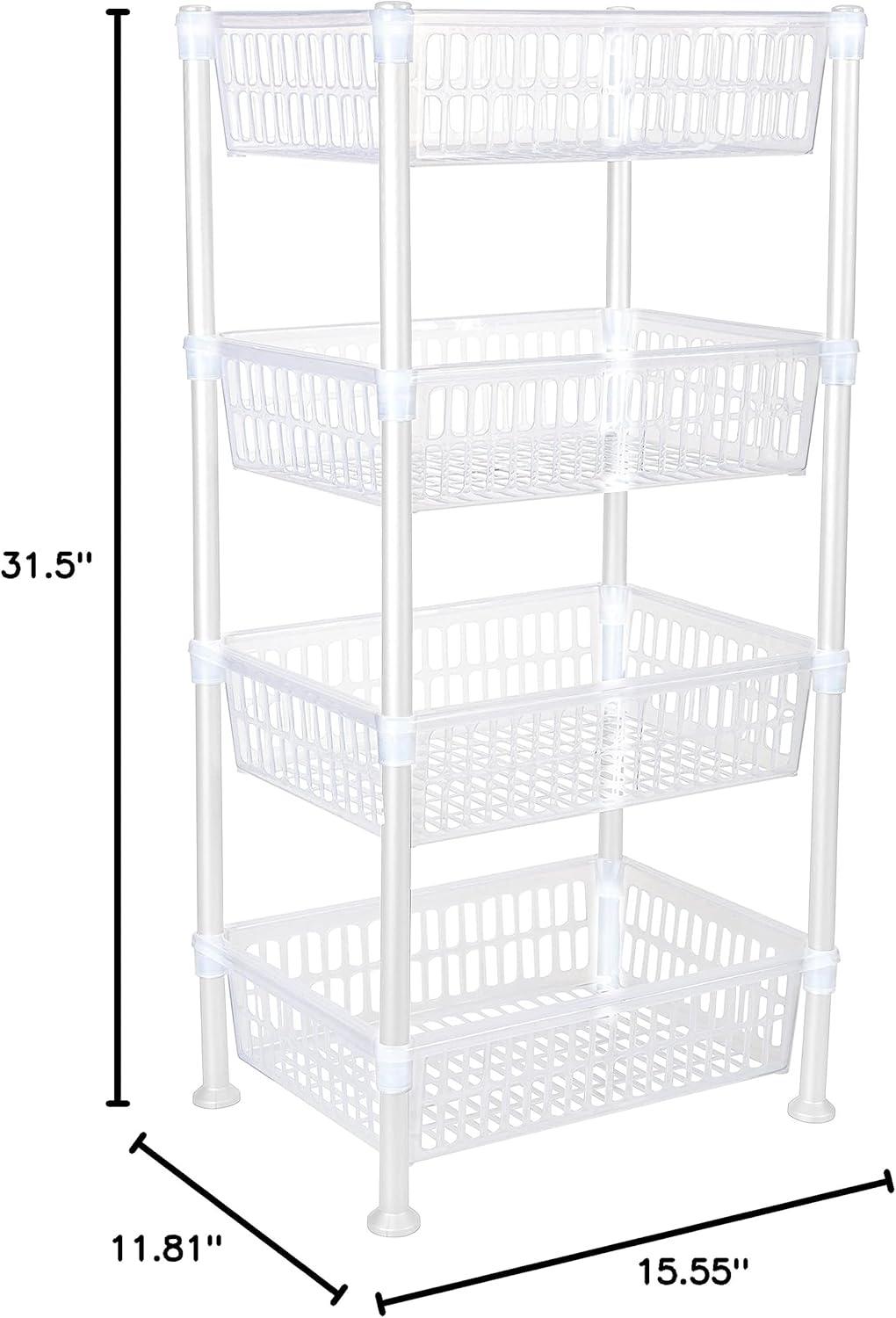 Kitchen Details Slim 4 Shelf Plastic Freestanding Shelves, White