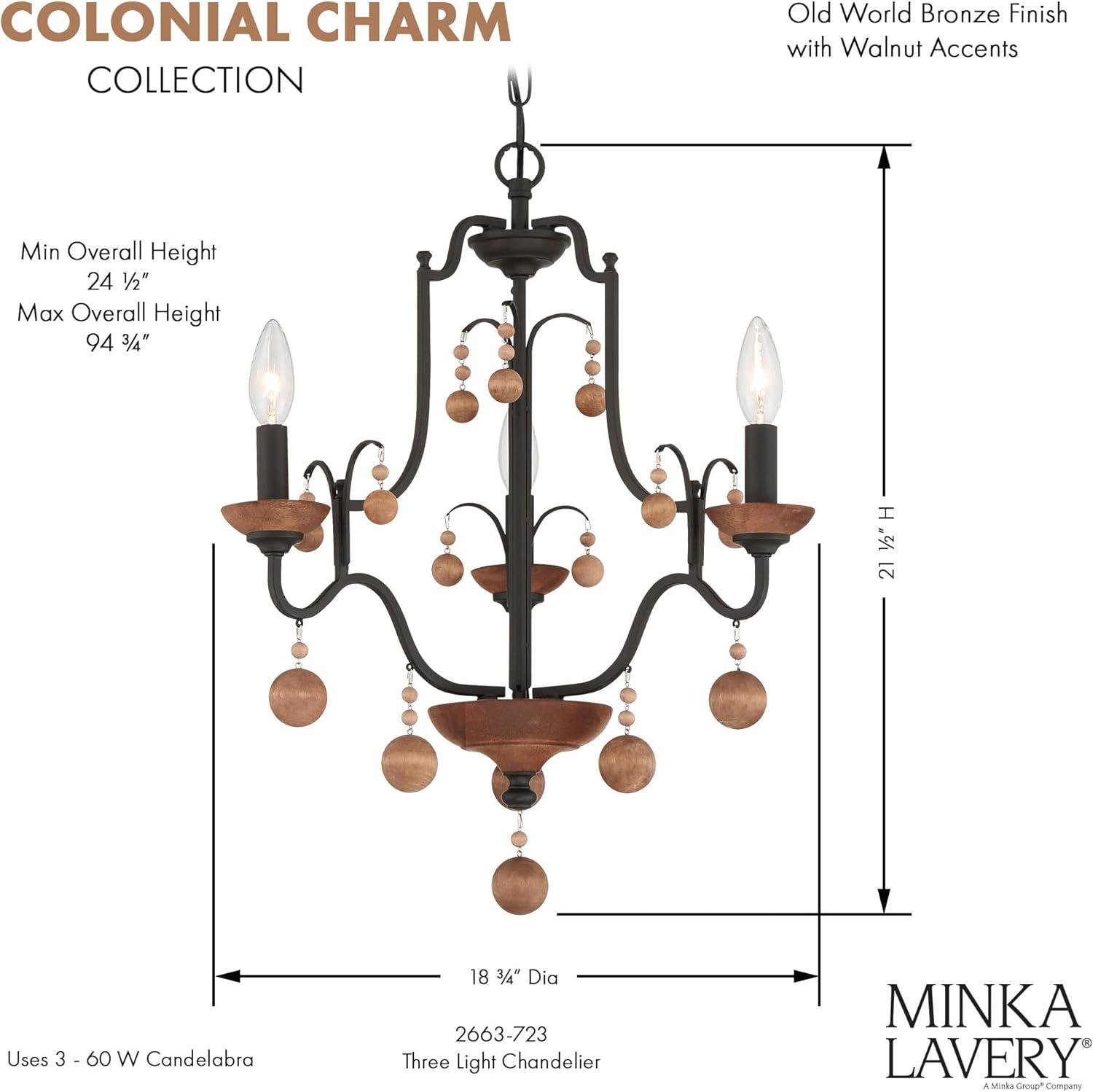 Minka Lavery - Colonial Charm - 3 Light Chandelier-21.5 Inches Tall and 18.75