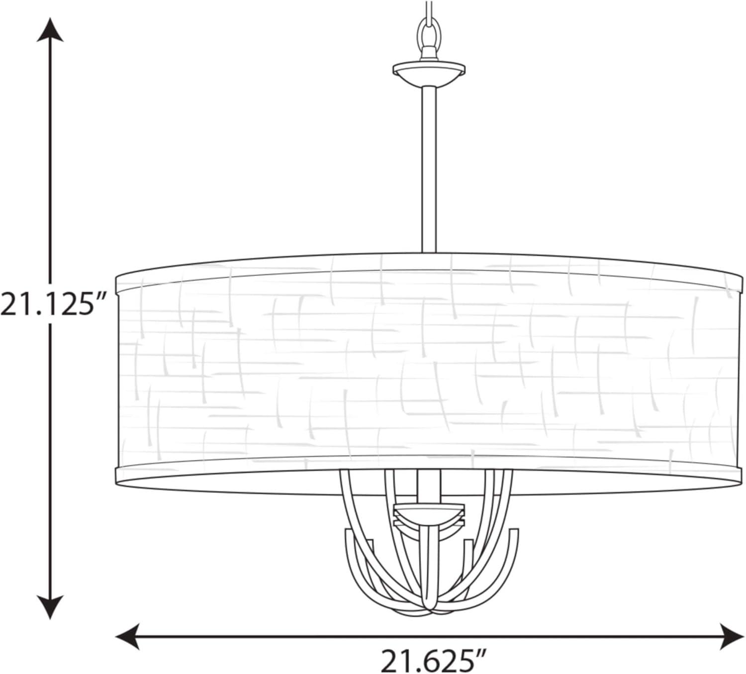 Progress Lighting, Drum Shade Collection, 5-Light Pendant, Black Finish, Harvest Linen Shade