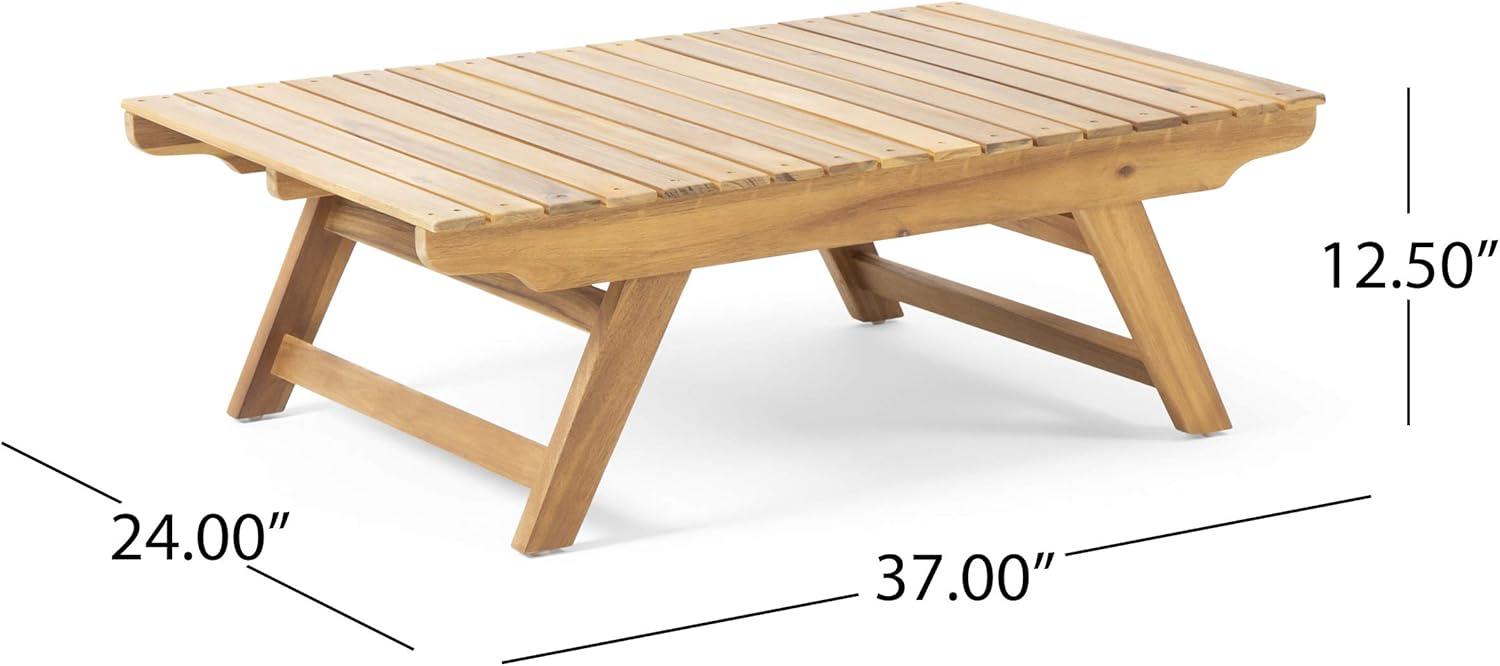 GDF Studio Kaiya Outdoor Wooden Rectangular Coffee Table, Teak Finish